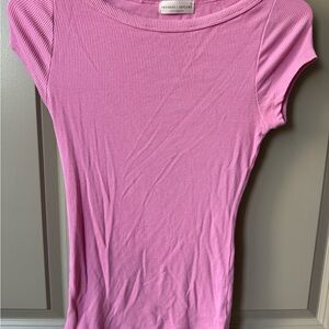 Frankie & Skylar Pink Ribbed Cap-Sleeve Tee